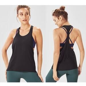 Fabletics Peggy Tank Racerback Scoop Neckline Black - Size XXL